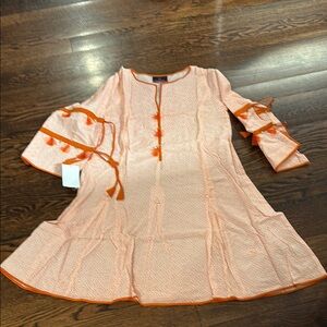 Orange Dress with Tassel Accents. Great for swim cover up